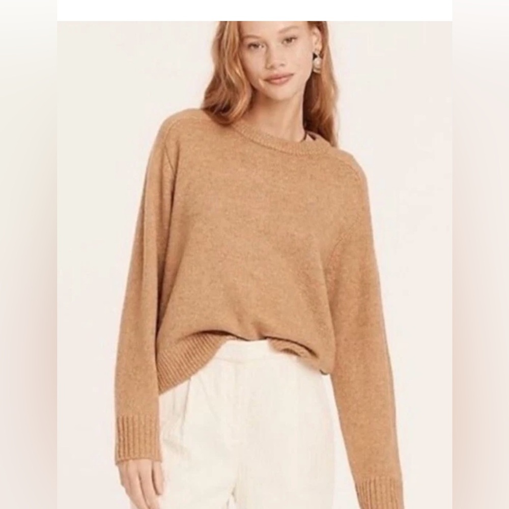 Women's J. Crew Relaxed Saddle Sleeve Crew Neck Sweater Size Small Brown